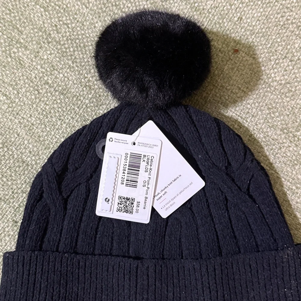 Lululemon Black Cable-Knit Beanie with Pom-Pom - Picture 3 of 5